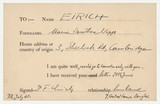 Postcard from Frederick Eirich to Maria Eirich