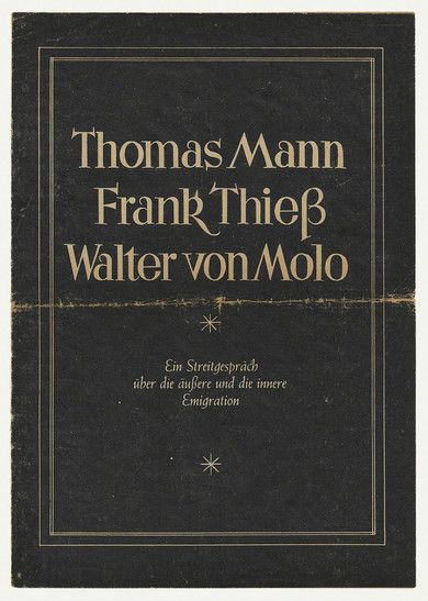 Cover: Mann, Thieß, von Molo, Ein Streitgespräch