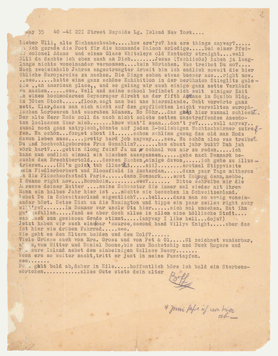 Letter from George Grosz to Ulrich Becher